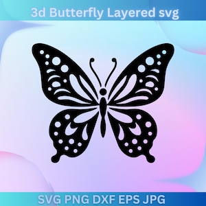 Papillon SVG, SVG papillon 3D, papillon SVG en couches, fichiers papillon pour Cricut, clipart papillon, papillons Svg, Silhouette