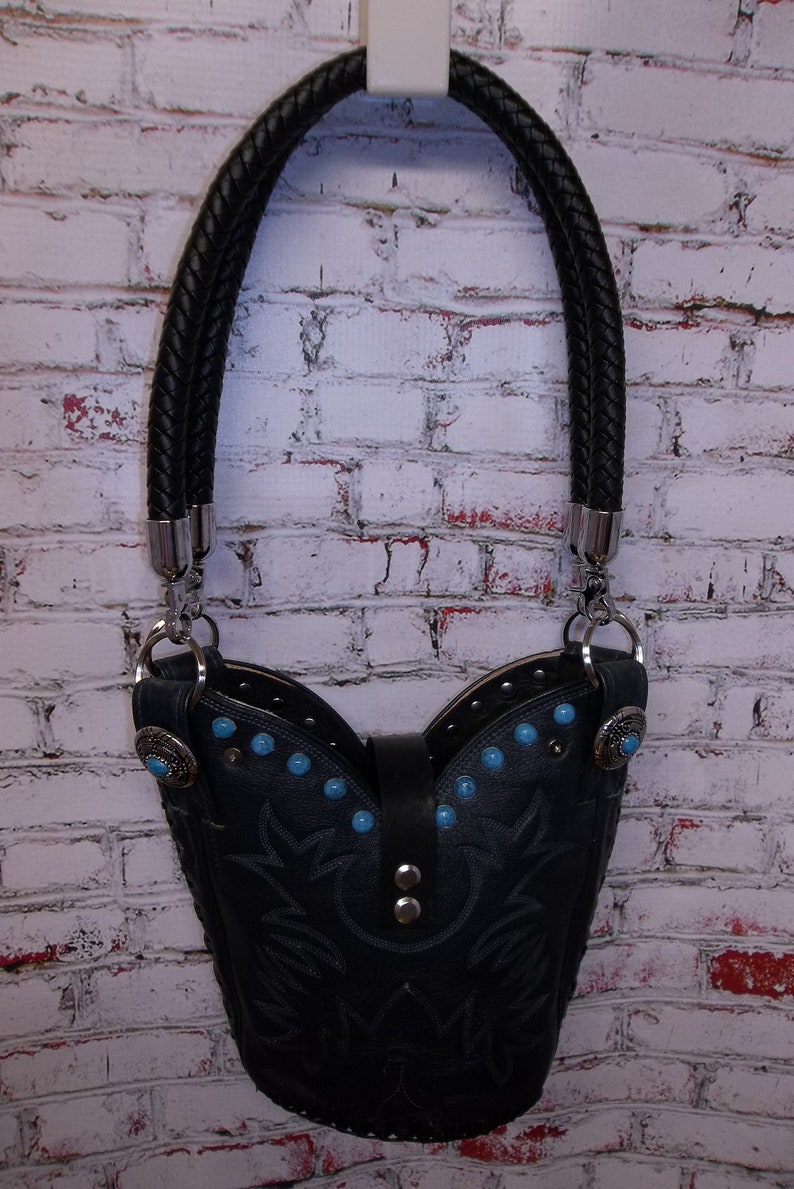 Small Blue Leather Cowboy Boot Purse/handbag Etsy