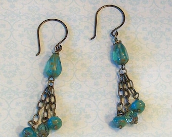 Aqua Chandelier Earrings