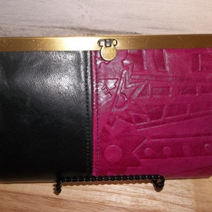Cartera/cartera de agradecimiento/cartera de mano de piel fucsia y negra