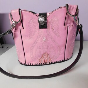 Bolso Bota Vaquera Rosa Piel Genuina