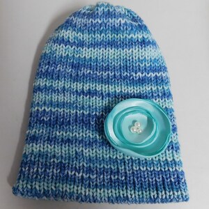 Blue/Teal Mixed Knitted Hat with Bow