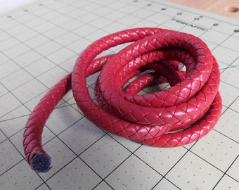 10mm Red Braided Faux Leather Cord/4 feet 11 inches
