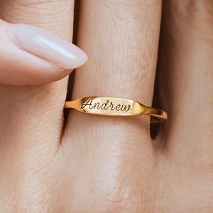 Custom Name Ring, Personalized Gold Ring, Minimalist Engraved Ring, Dainty Gift for Her, Promise Ring for Girlfriend, Everyday Jewelry