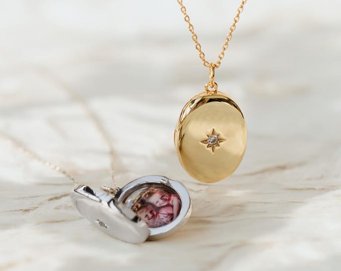Custom Photo Locket Necklace, Birthstone Pendant – Personalized Gift for Mom, Memorial Jewelry, Gift for Her, Keepsake Necklace