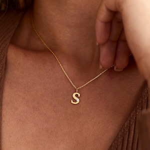 Minimalist Diamond Initial Necklace, Custom 14K Gold Letter Pendant, Dainty Name Jewelry, Personalised Gift, Birthday & Christmas Gift