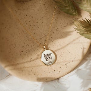 Custom Pet Necklace, Engraved Pet Portrait Pendant, Personalized Pet Name Jewelry, Pet Loss Keepsake, Pet Photo Necklace, Gift for Her image 8
