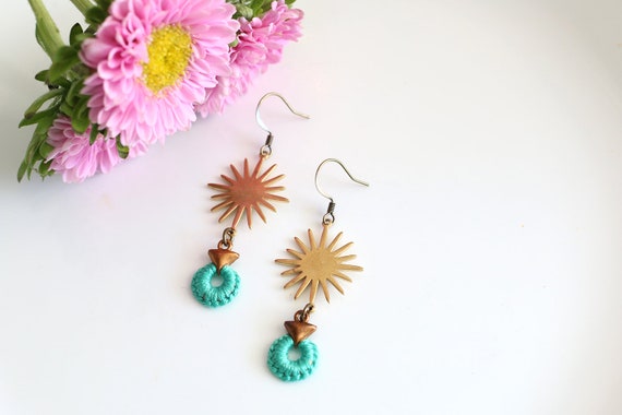 NOVA- thread wrapped statement earrings- fiber, statement