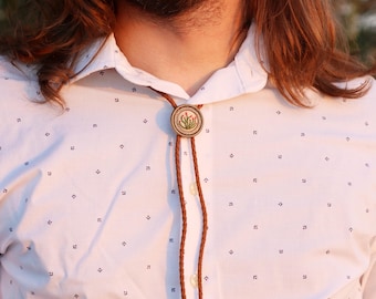 Ocotillo- hand embroidered bolo tie