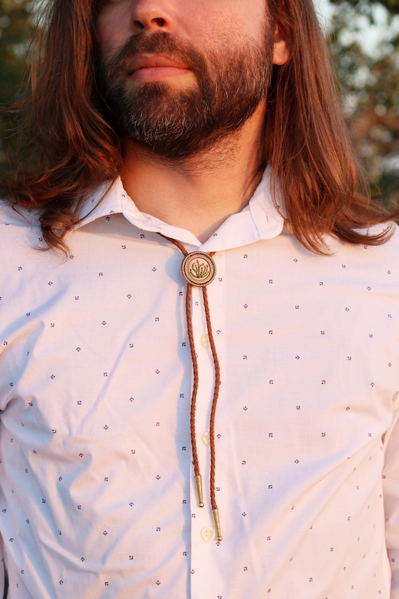 Ocotillo- hand embroidered bolo tie