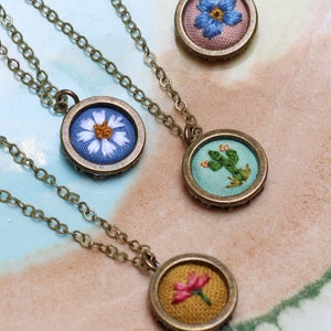 Tiny Charm hand embroidered necklace, miniature image 1