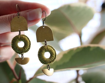 MAYA- thread wrapped statement earrings- fiber, statement