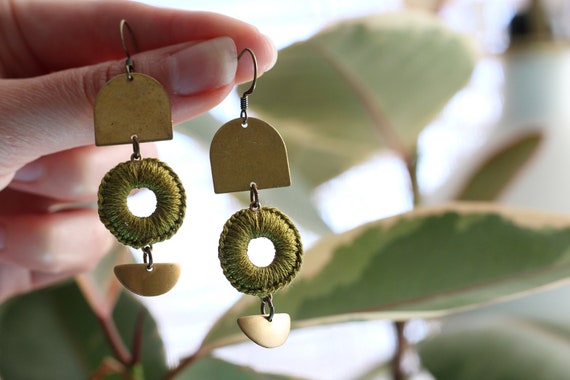 MAYA- thread wrapped statement earrings- fiber, statement