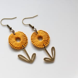POPPY- thread wrapped statement earrings- fiber, statement