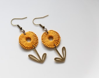 POPPY- thread wrapped statement earrings- fiber, statement
