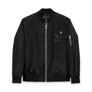 Sustainable Embroidered Bomber Jacket, Recycled Fashion, Eco-Friendly Outerwear, Casual Streetwear, Stylish Gift for Him/Her
