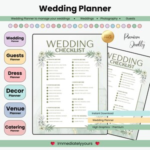 Ultimate Wedding Planner | Printable and Editable Digital Wedding Planner | Bride-to-Be Organizer | Wedding Checklist and Budget Planner