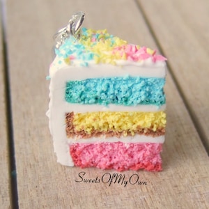 Spring Cake Slice Charm/Necklace/Keychain Stitch Marker Progress Keeper Handmade in UK MTO image 1