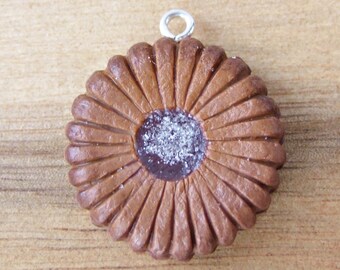 Chocolate Sugar Biscuit - Necklace/Keychain, Handmade Polymer Clay Food Jewellery