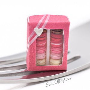 Miniature Macarons -  Box of 12 - Mixed Valentines Colours - Fake Food - Bakery Item for Doll House 1:12 Scale
