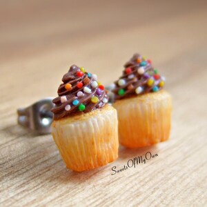 Chocolate Cupcakes Stud Earrings Cupcake Jewellery Handmade in the UK with Polymer Clay image 4