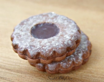 Chocolate Filled Biscuit Charm - Necklace/Keychain, Handmade Polymer Clay Food Jewellery