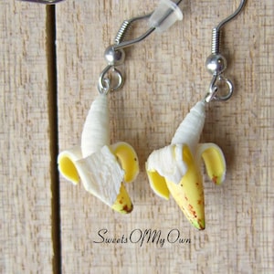 Peeled Banana Earrings - Dangle Earrings - Fruit Jewellery - Handmade in UK with Polymer Clay - MTO