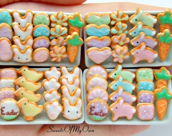 Easter Biscuits Set Miniature Tray - Choose Your Set - Dolls House Miniature Food - Bakery Item for Doll House 1:12 Scale