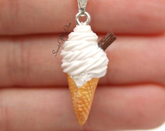 Vanilla 99 Ice Cream Charm Necklace Charm Jewellery Handmade in UK with Polymer Clay