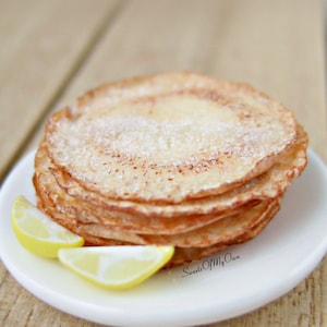 Miniature Lemon and Sugar Pancakes - Dolls House Miniature Food - Bakery Item for Doll House 1:12 Scale - MTO