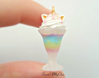 Unicorn Sundae Charm - Rainbow Mystical - Necklace/Charm/Keychain - Ice Cream - Food Jewellery - Made in the UK