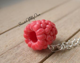 Raspberry Charm - Necklace/Charm/Keychain - Raspberry Fruit Jewellery - Handmade in UK with Polymer Clay - MTO