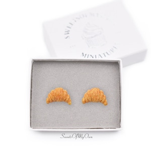 Croissant Earrings - French Croissant Stud Earrings - French Breakfast Bakery Jewellery - Handmade in the UK