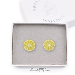 Lemon Slice Earrings - Stud Earrings - Fruit Jewelry - Handmade in the UK using Polymer Clay