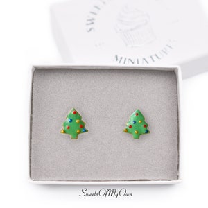 Gingerbread Christmas Tree Biscuit - Stud Earrings - Choose Your Style - Christmas Jewelry - Handmade in the UK using Polymer Clay