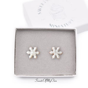 Gingerbread Snowflake Biscuit - Stud Earrings - Choose Your Style - Christmas Jewelry - Handmade in the UK using Polymer Clay
