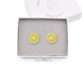 Lemon Slice Earrings - Stud Earrings - Fruit Jewelry - Handmade in the UK using Polymer Clay