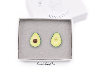 Avocado Earrings - Stud Earrings - Fruit Food Jewellery - Handmade in UK with Polymer Clay