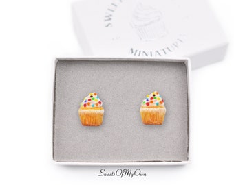 Vanilla Cupcakes - Stud Earrings - Cupcake Jewellery - Handmade in UK with Polymer Clay