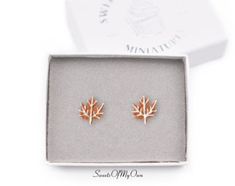 Gingerbread Leaf Biscuit - Stud Earrings - Choose Your Style - Autumn/Fall Jewelry - Handmade in the UK using Polymer Clay