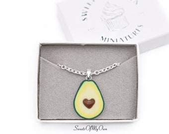 Avocado Heart Charm - Necklace/Charm/Keychain - Avocado Charm - Food Jewellery - Handmade in UK with Polymer Clay