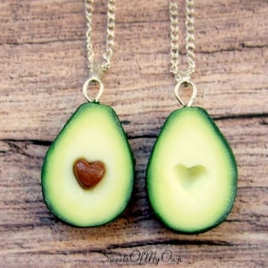 Avocado Heart Charms - Best Friend BFF Frendship Gift  - Necklace/Charm/Keychain - Food Jewellery - Handmade with Polymer Clay