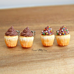 Chocolate Cupcakes Stud Earrings Cupcake Jewellery Handmade in the UK with Polymer Clay image 5