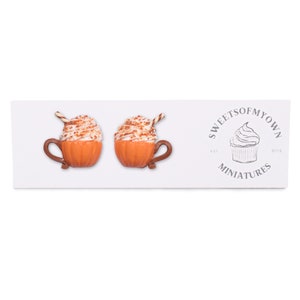 Pumpkin Spice Deluxe Hot Chocolate Stud Earrings - Autumn Halloween Jewellery - Handmade in the UK