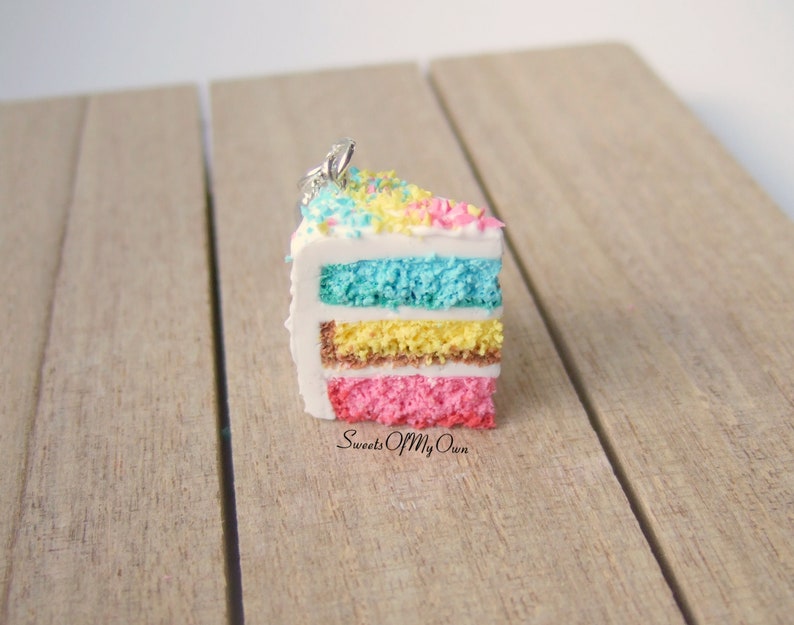 Spring Cake Slice Charm/Necklace/Keychain Stitch Marker Progress Keeper Handmade in UK MTO image 4