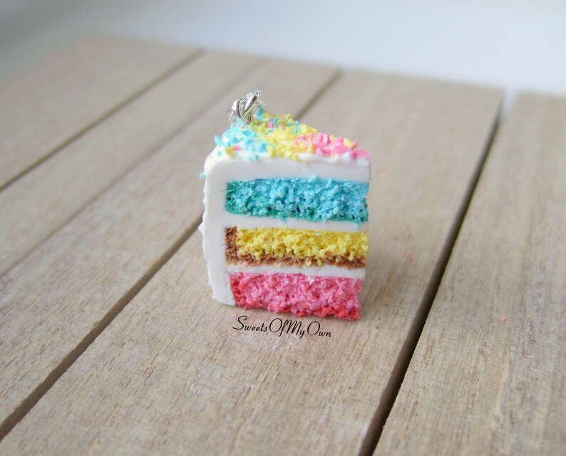 Spring Cake Slice Charm/Necklace/Keychain Stitch Marker Progress Keeper Handmade in UK MTO image 2