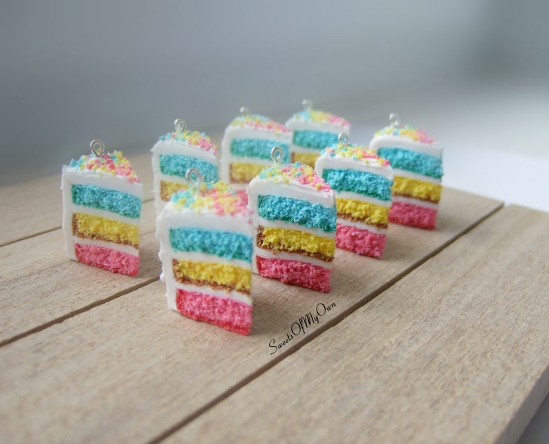 Spring Cake Slice Charm/Necklace/Keychain Stitch Marker Progress Keeper Handmade in UK MTO image 6