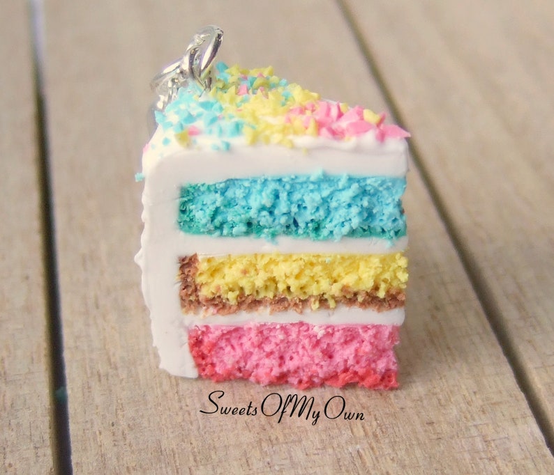 Spring Cake Slice Charm/Necklace/Keychain Stitch Marker Progress Keeper Handmade in UK MTO image 1