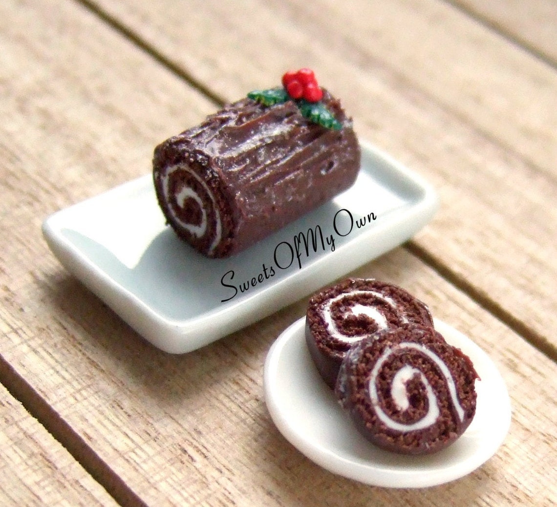 Miniature Yule Log Christmas Cake Dolls House Miniature Etsy