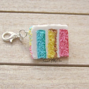 Spring Cake Slice Charm/Necklace/Keychain Stitch Marker Progress Keeper Handmade in UK MTO image 5